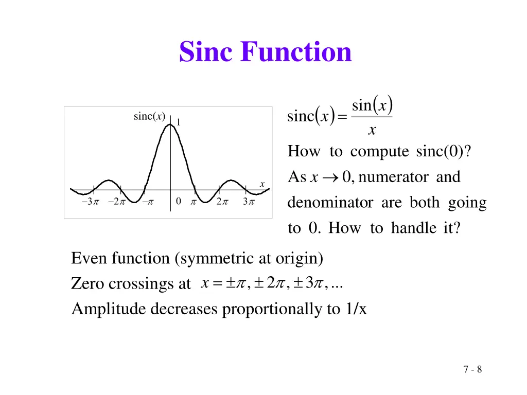 sinc function