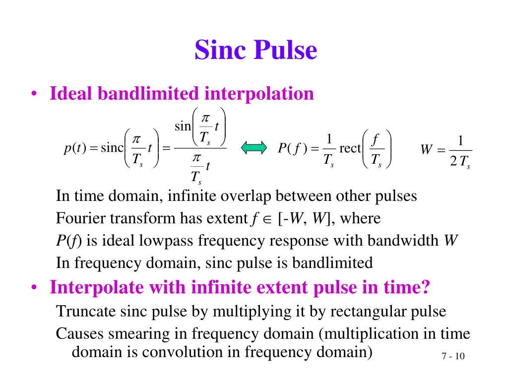 sinc pulse