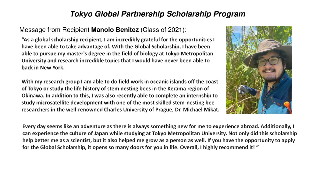 tokyo global partnership scholarship program