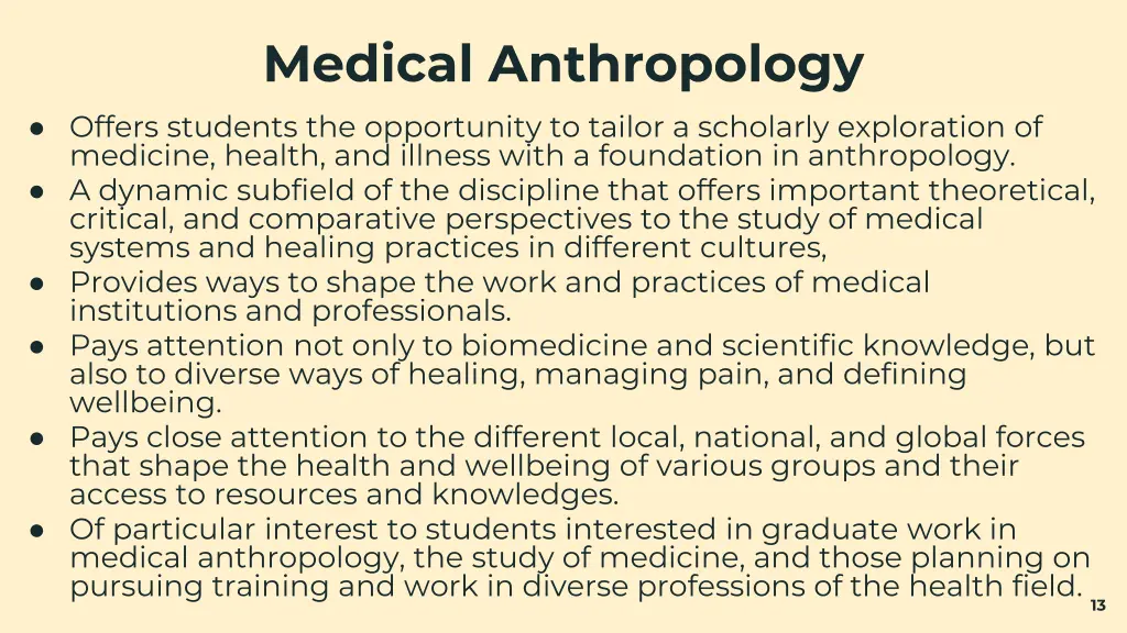 medical anthropology offers students