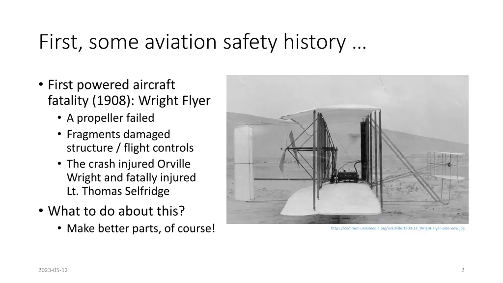 first some aviation safety history