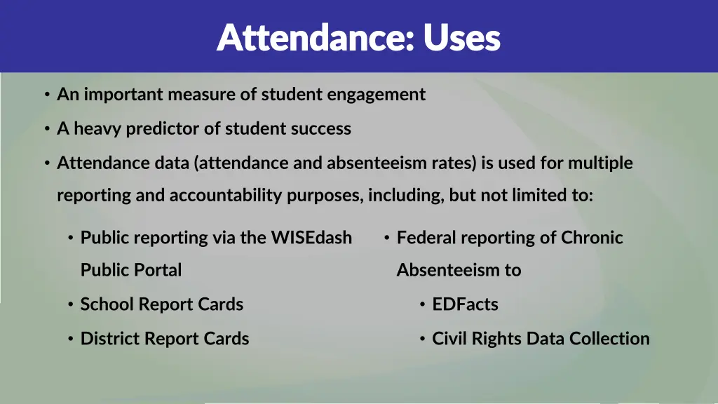 attendance uses attendance uses