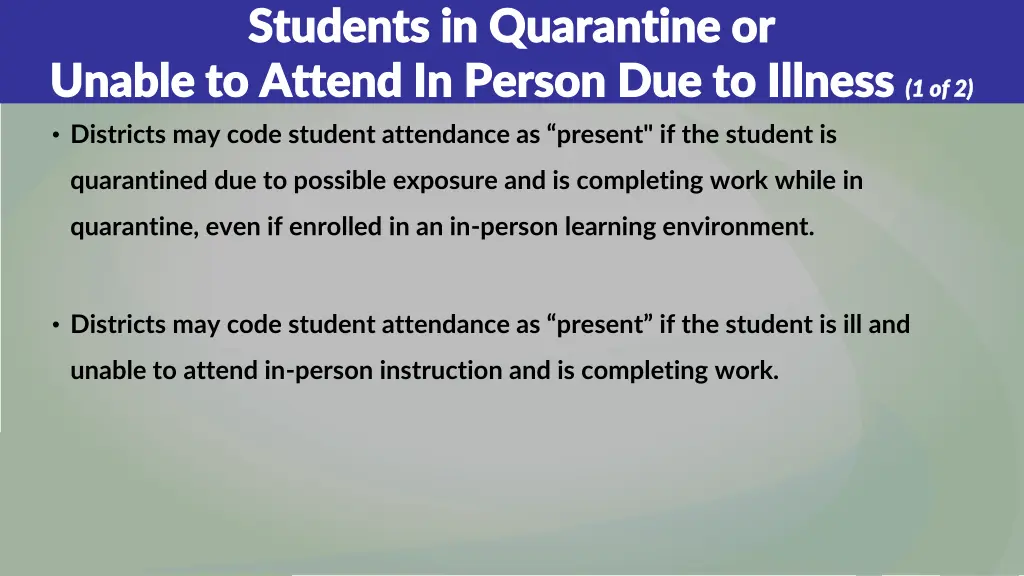 students in quarantine or students in quarantine