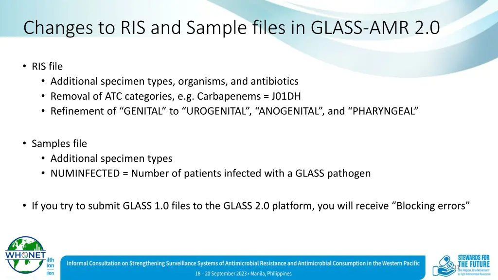 changes to ris and sample files in glass amr 2 0