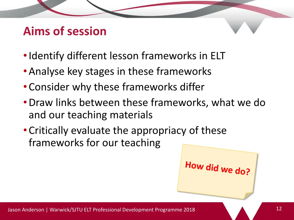 aims of session 1