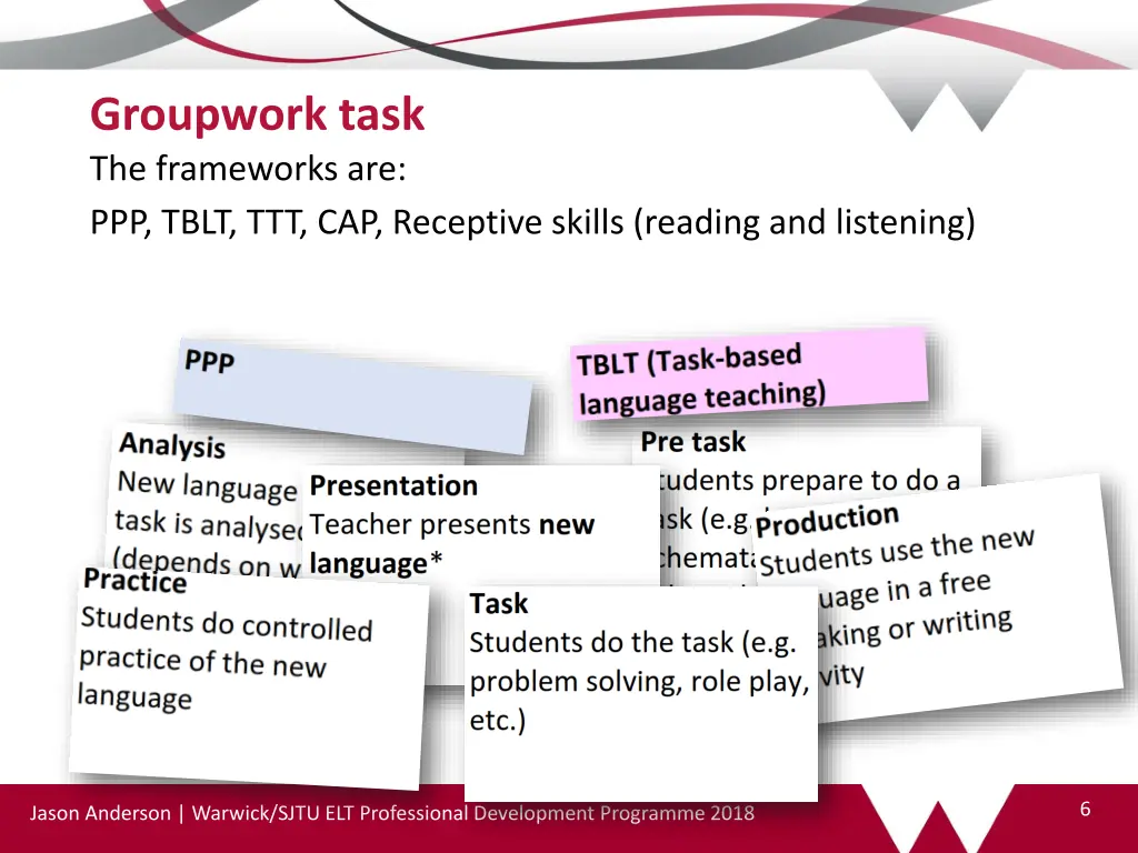 groupwork task the frameworks are ppp tblt