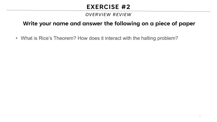 exercise 2 overview review