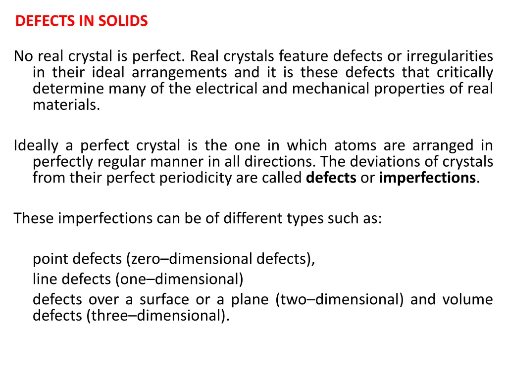 defects in solids