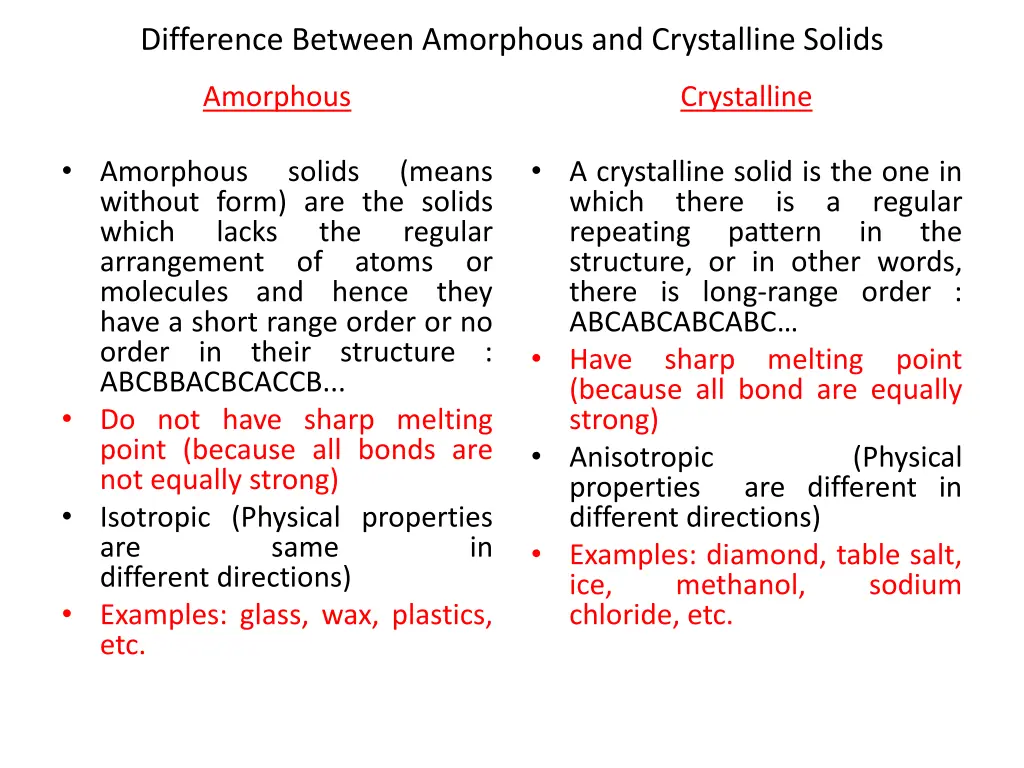 difference between amorphous and crystalline