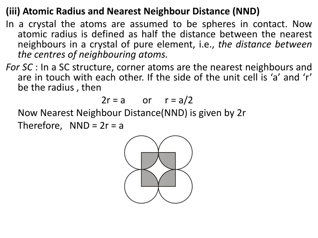 iii atomic radius and nearest neighbour distance