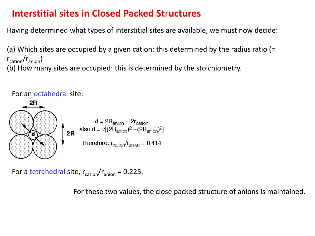 interstitial sites in closed packed st r uctures 1