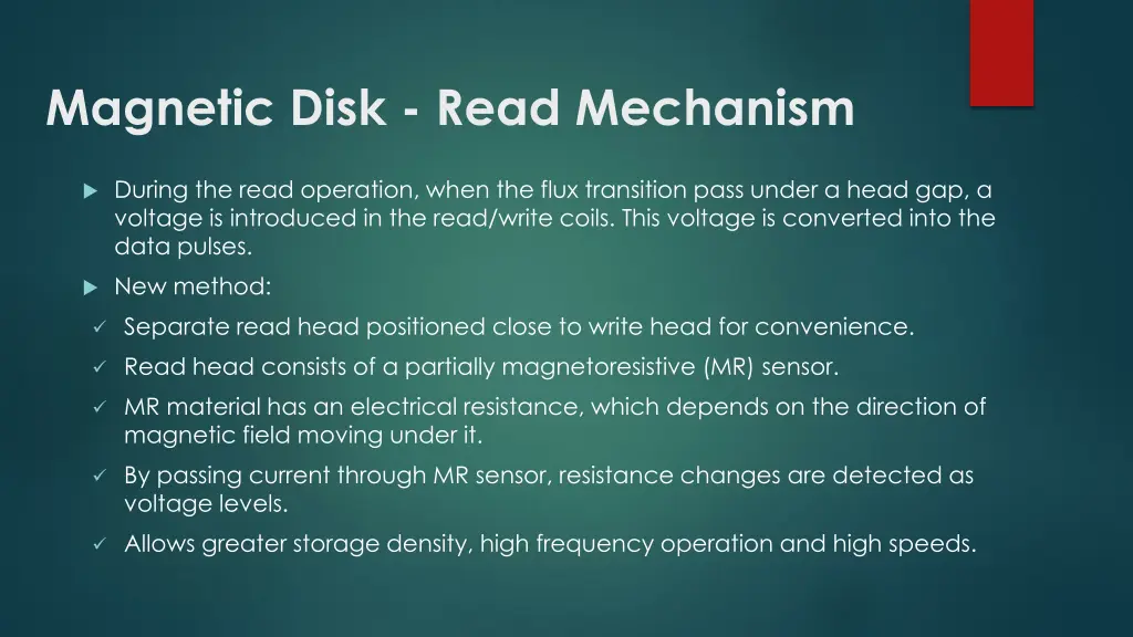 magnetic disk read mechanism