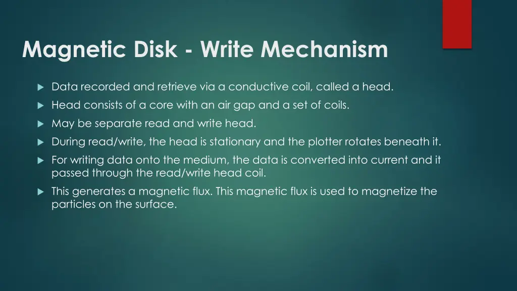 magnetic disk write mechanism