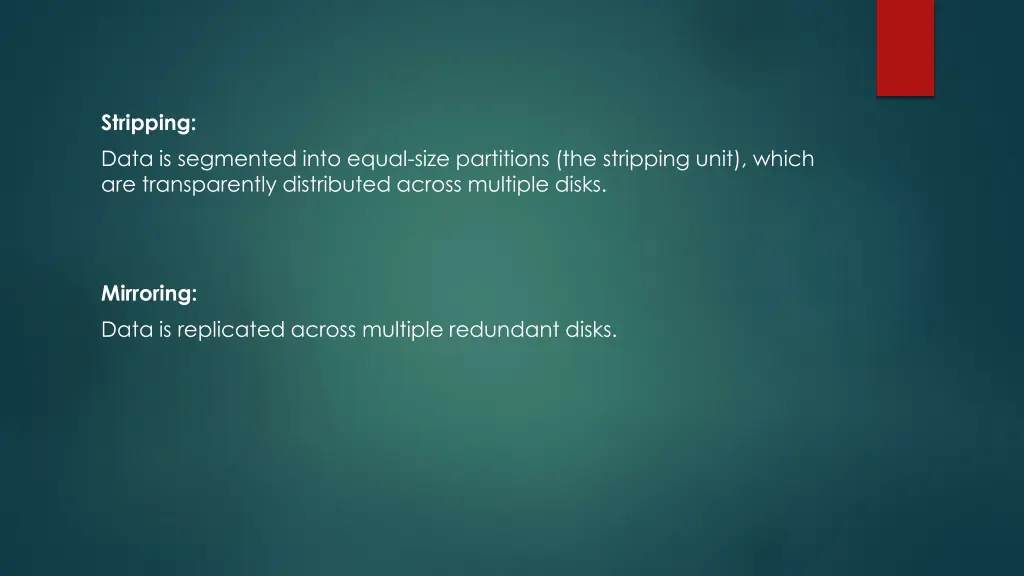 stripping data is segmented into equal size