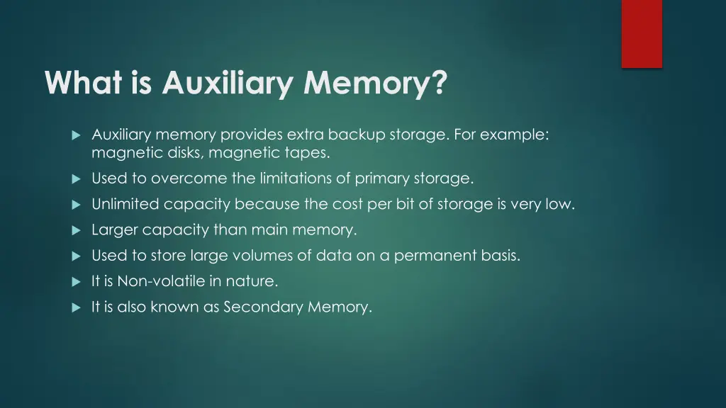 what is auxiliary memory