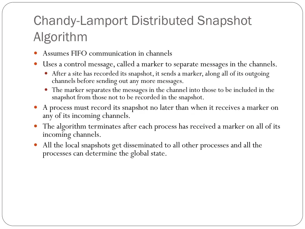 chandy lamport distributed snapshot algorithm