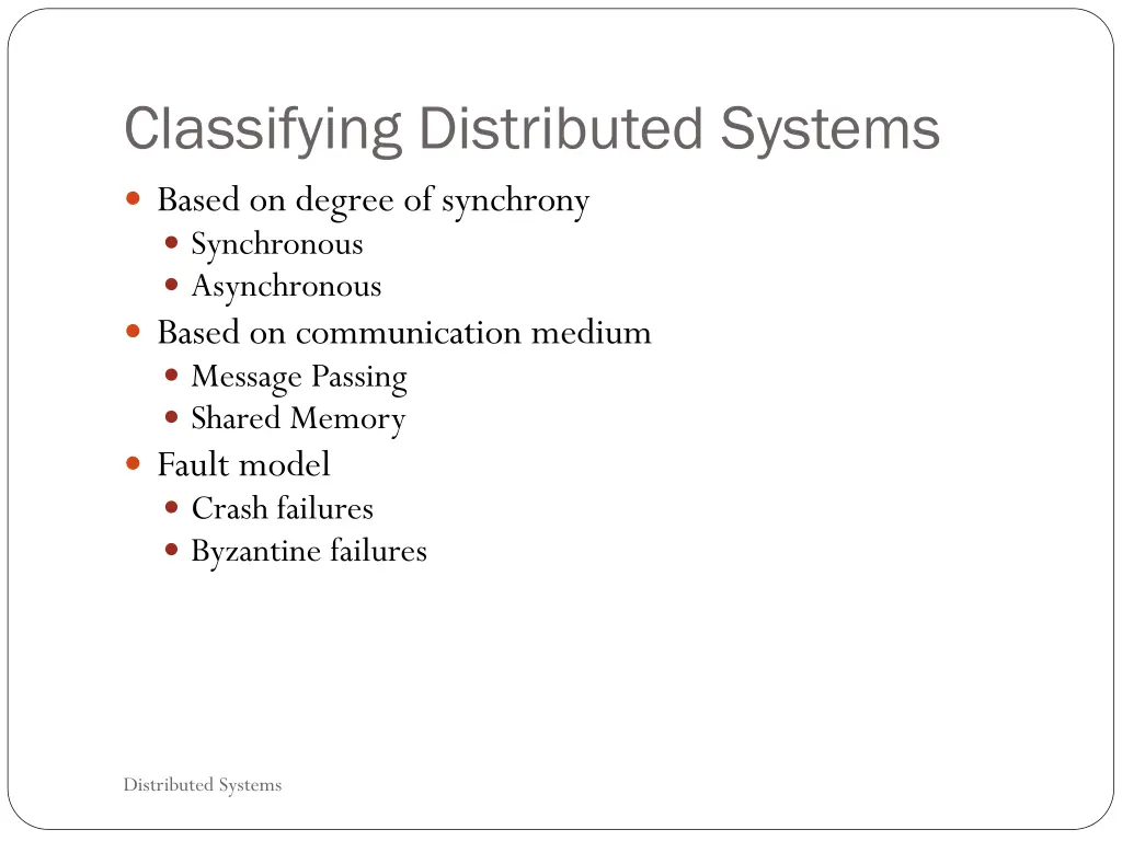 classifying distributed systems based on degree