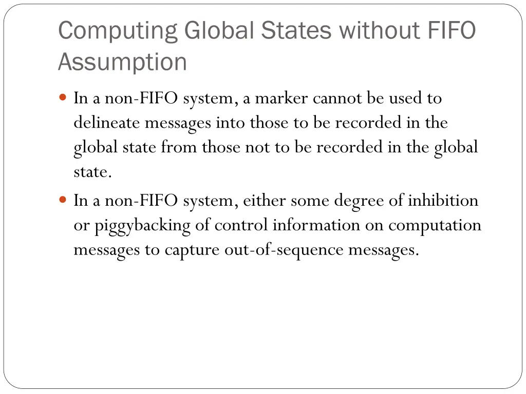 computing global states without fifo assumption