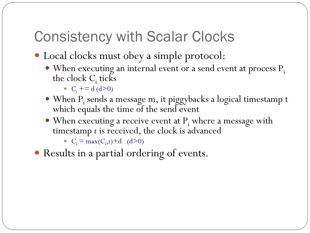 consistency with scalar clocks local clocks must