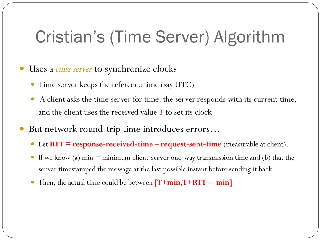 cristian s time server algorithm