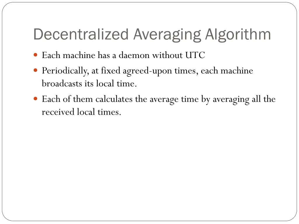 decentralized averaging algorithm