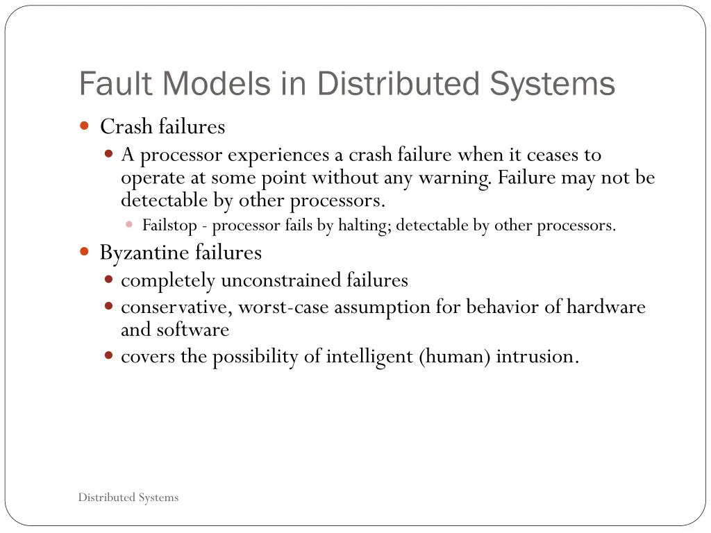 fault models in distributed systems crash