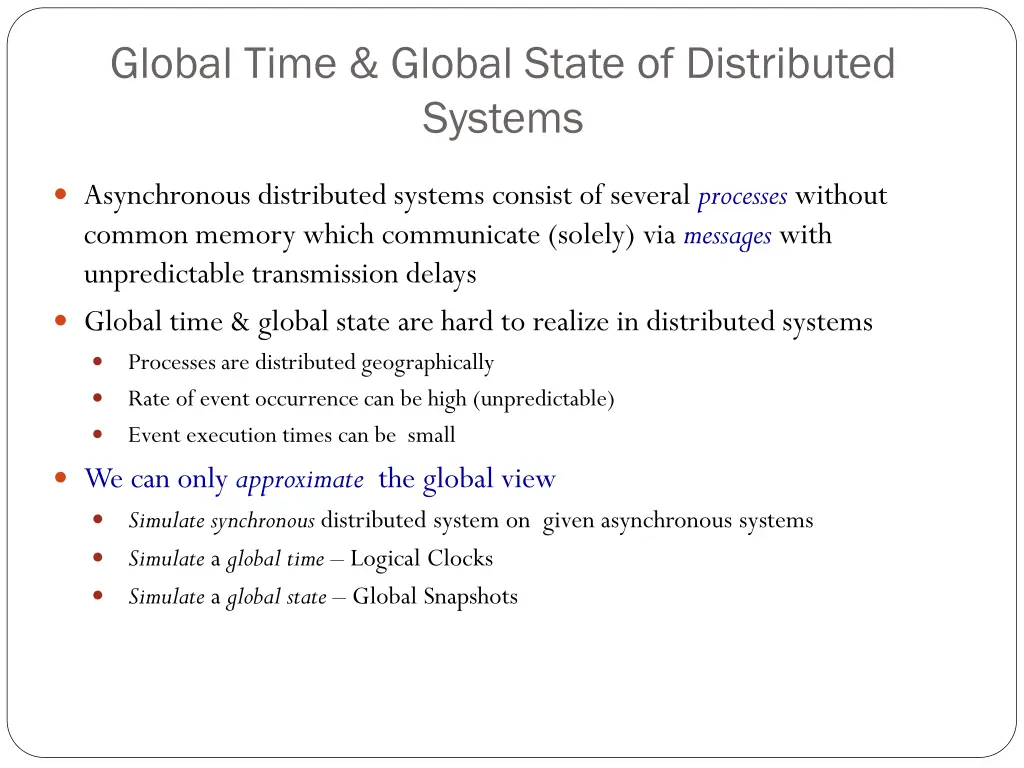 global time global state of distributed systems