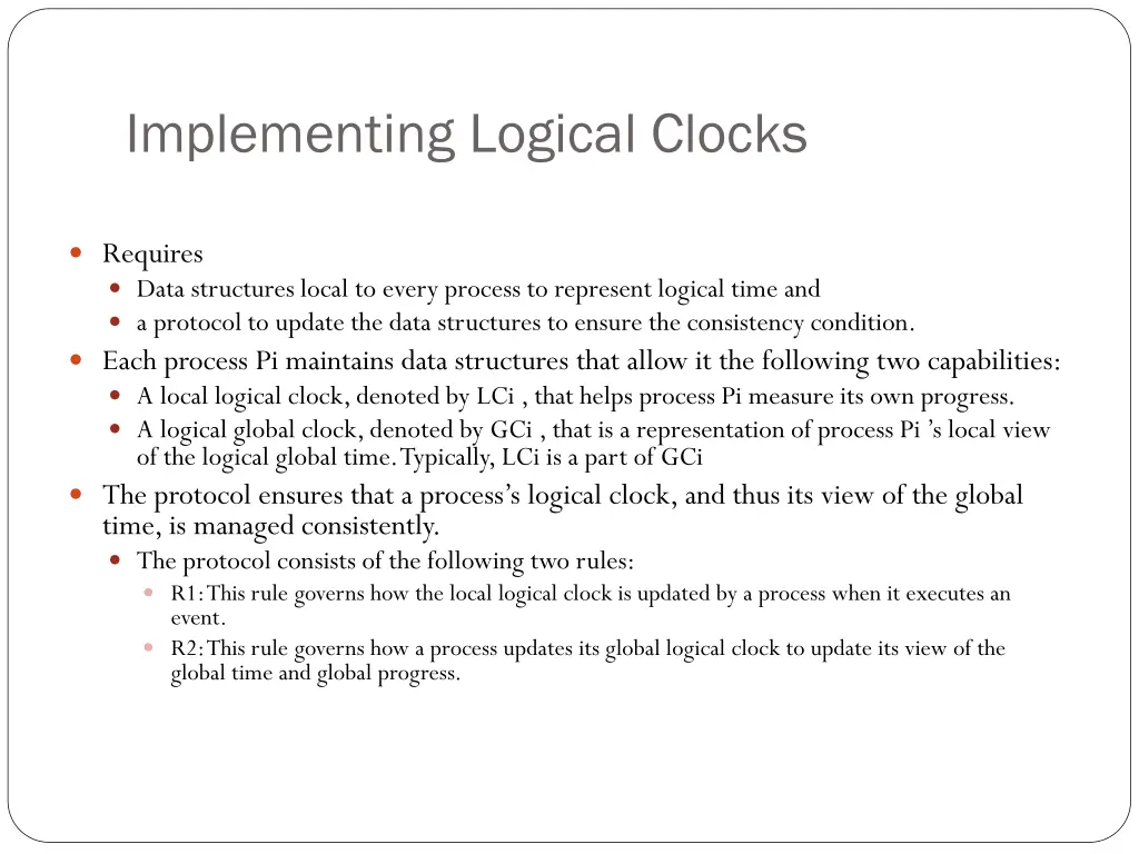 implementing logical clocks