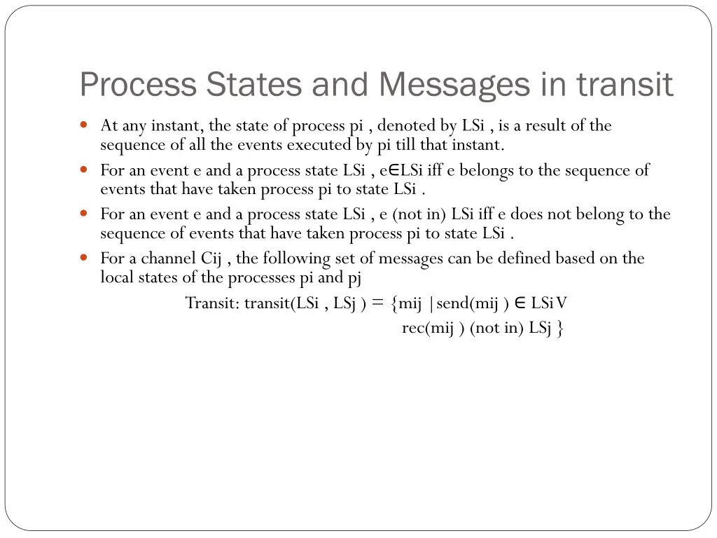 process states and messages in transit