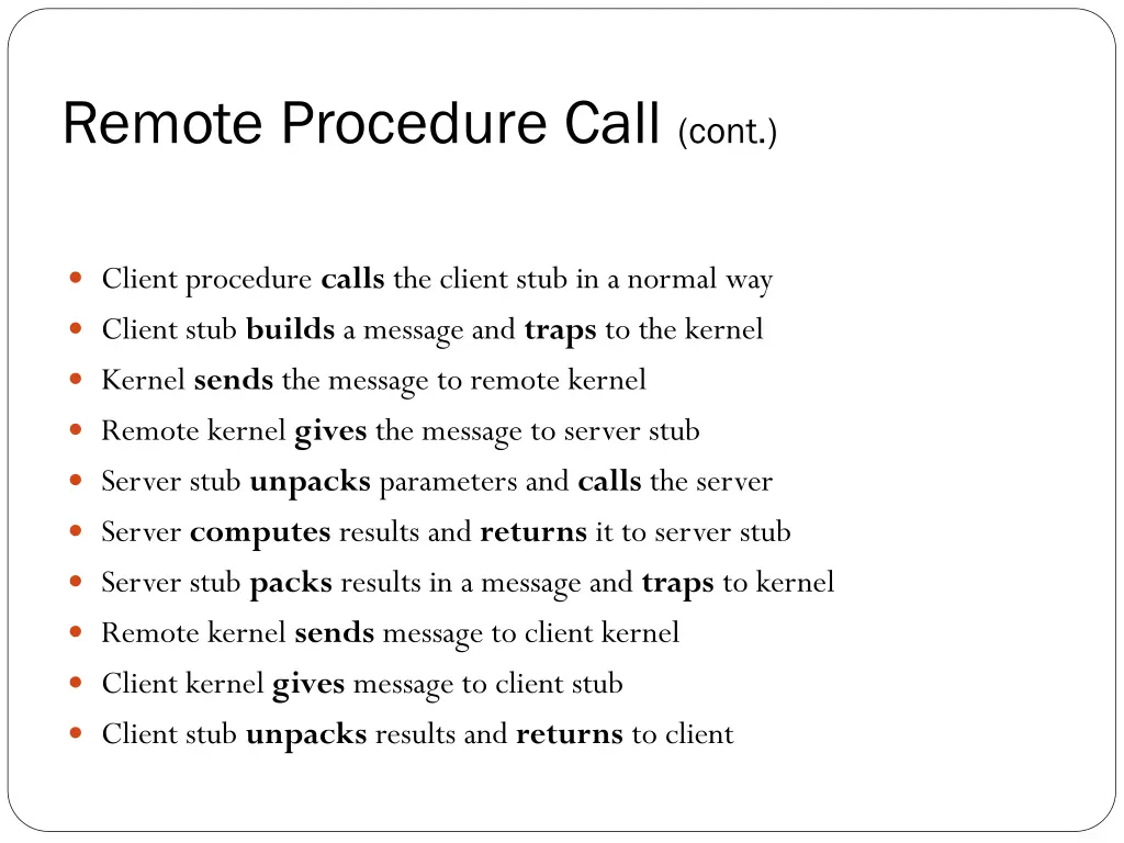 remote procedure call cont