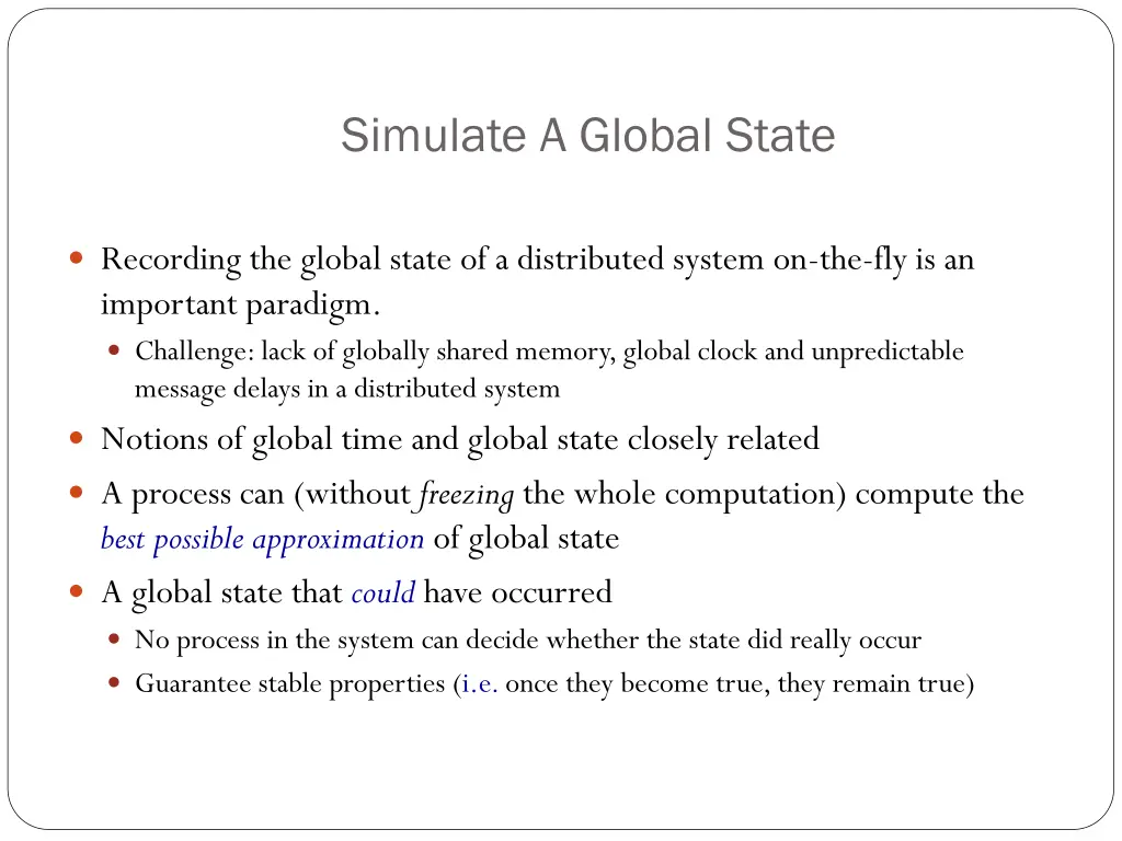 simulate a global state