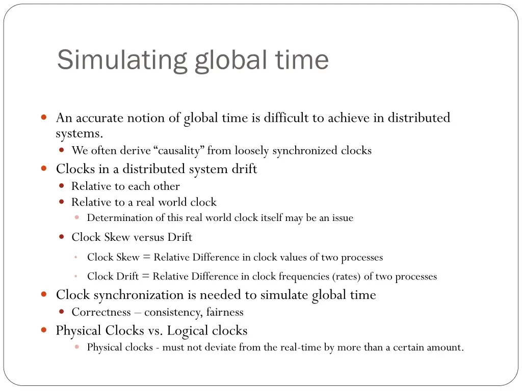 simulating global time