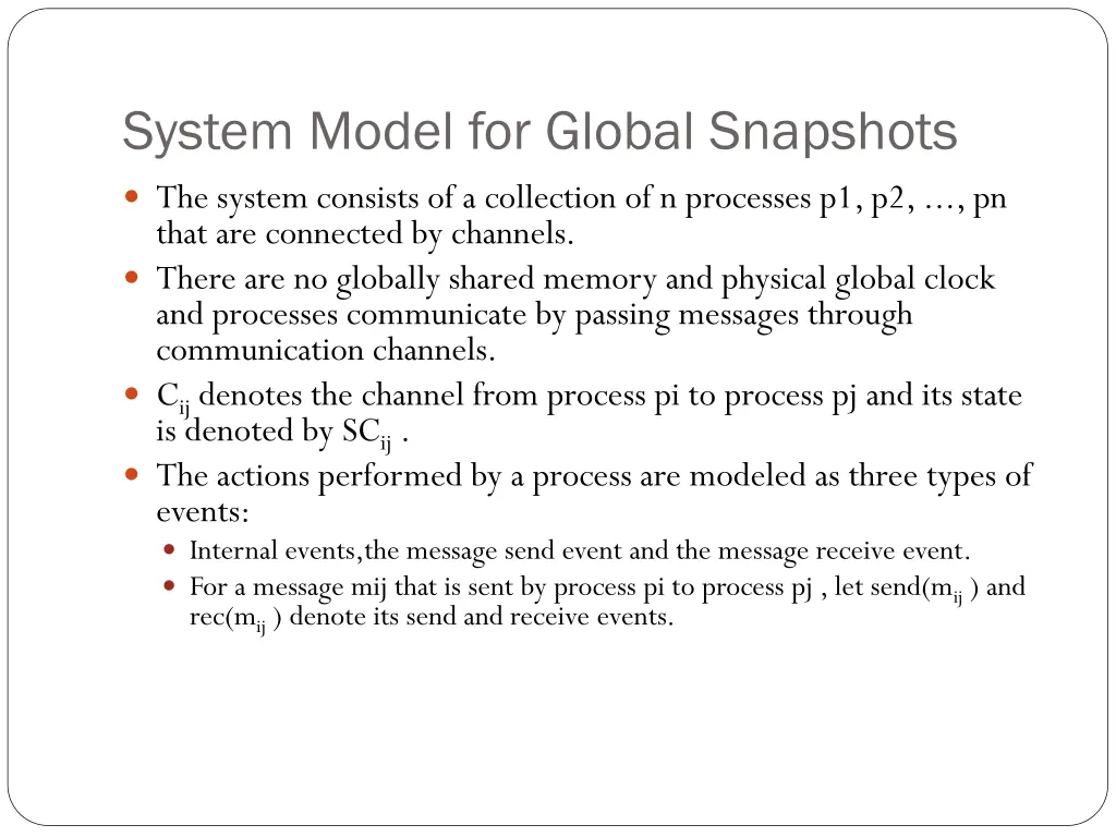 system model for global snapshots