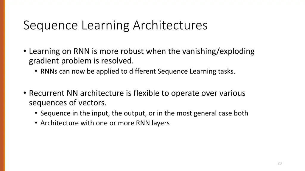 sequence learning architectures