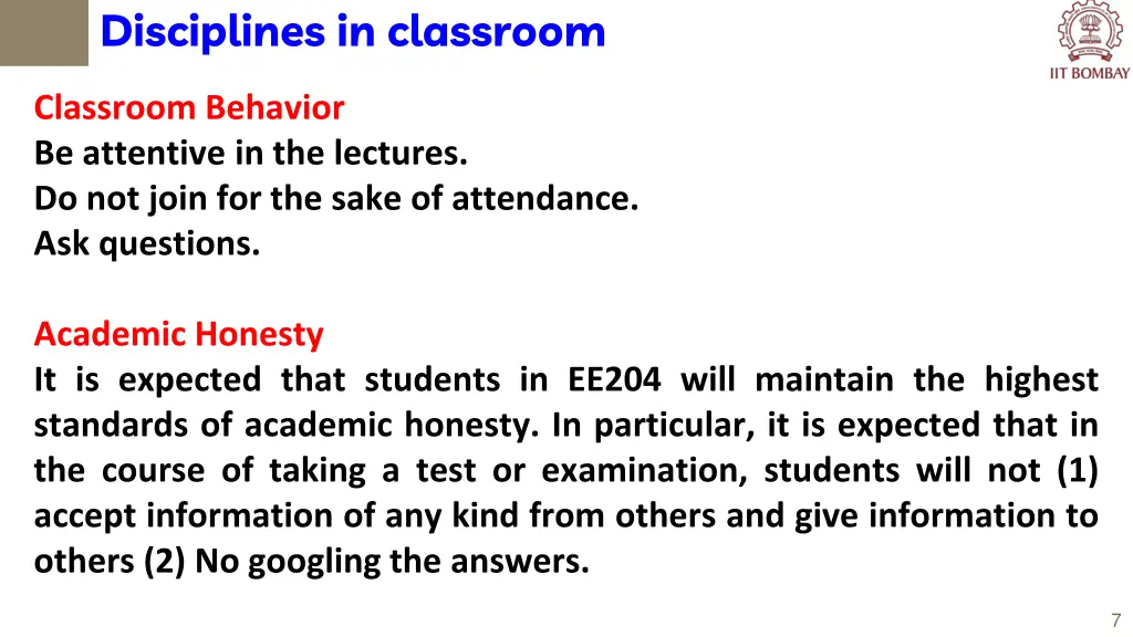 disciplines in classroom
