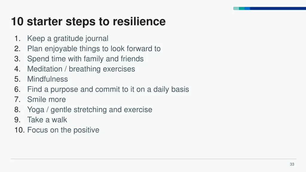 10 starter steps to resilience