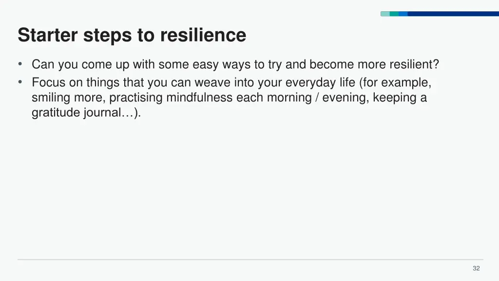 starter steps to resilience