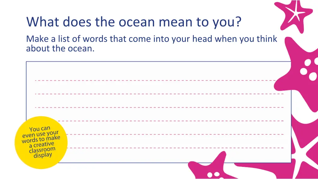 what does the ocean mean to you make a list