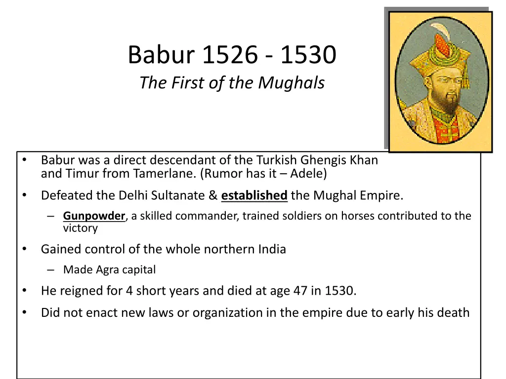 babur 1526 1530 the first of the mughals