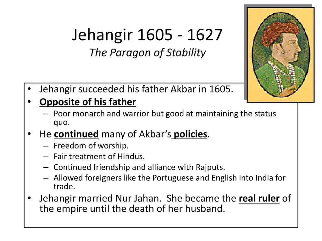 jehangir 1605 1627 the paragon of stability