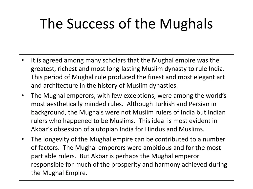 the success of the mughals