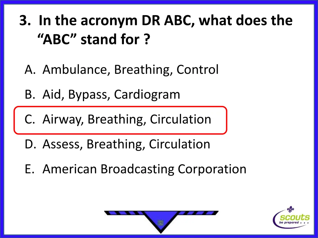 3 in the acronym dr abc what does the abc stand