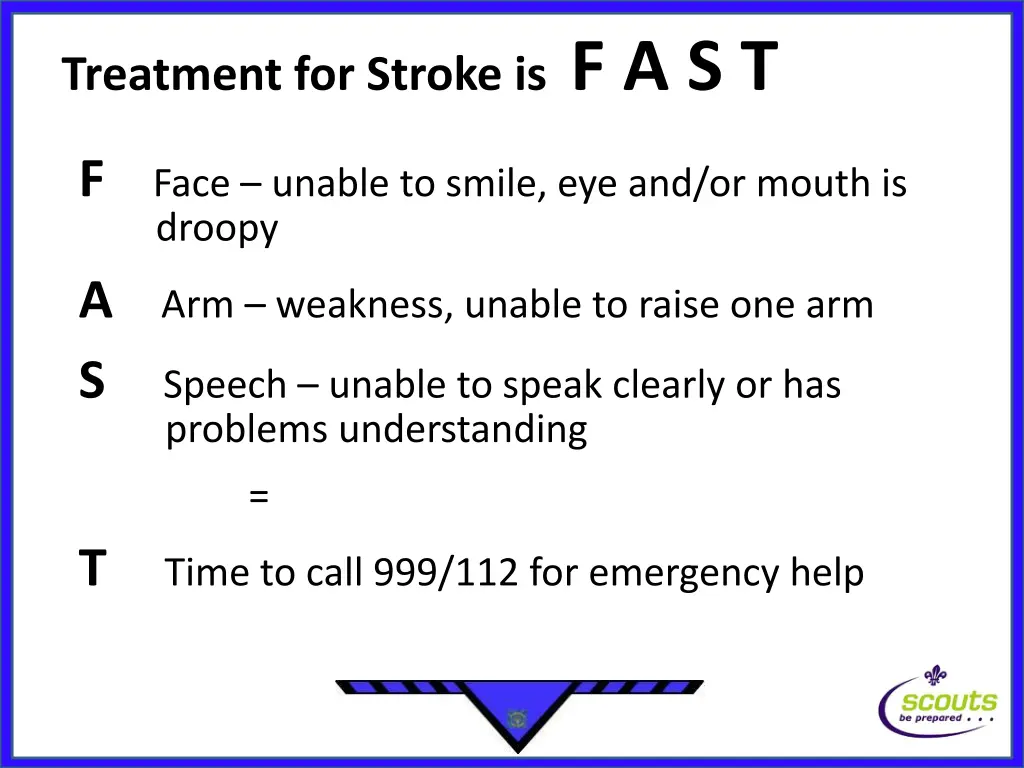 treatment for stroke is f a s t f face unable