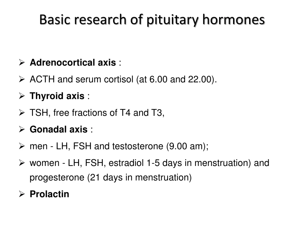 basic research of pituitary hormones