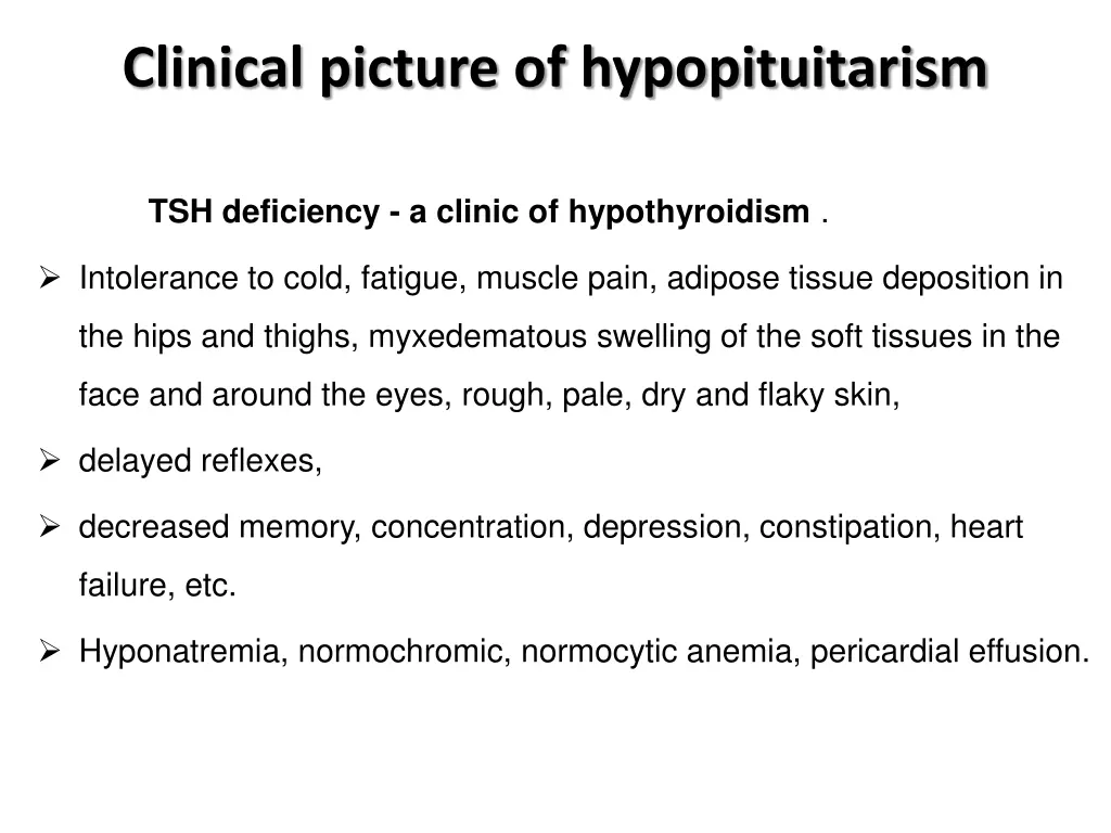 clinical picture of hypopituitarism 2