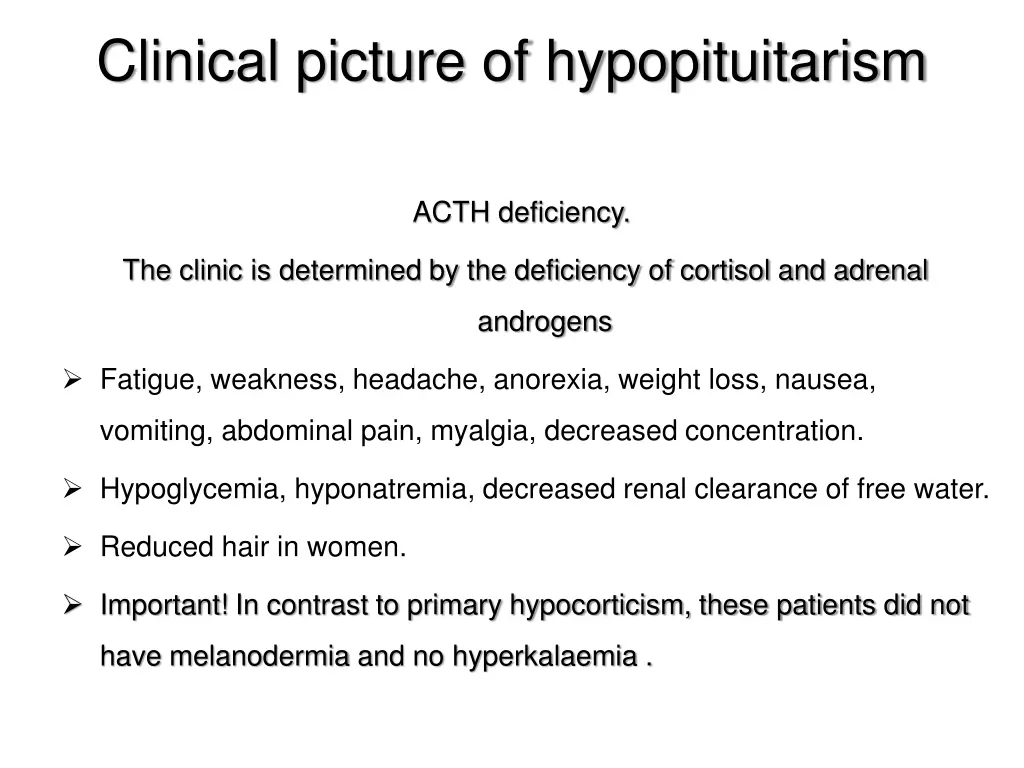 clinical picture of hypopituitarism 3