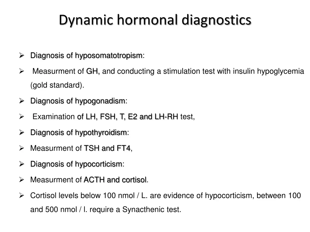 dynamic hormonal diagnostics