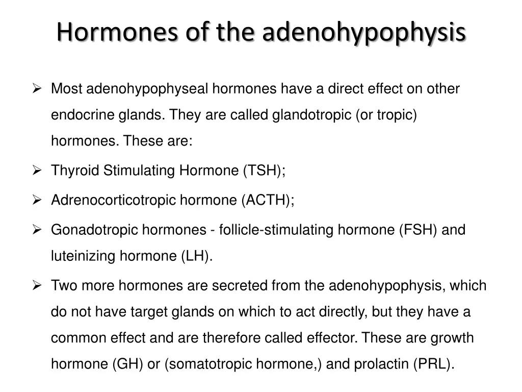 hormones of the adenohypophysis