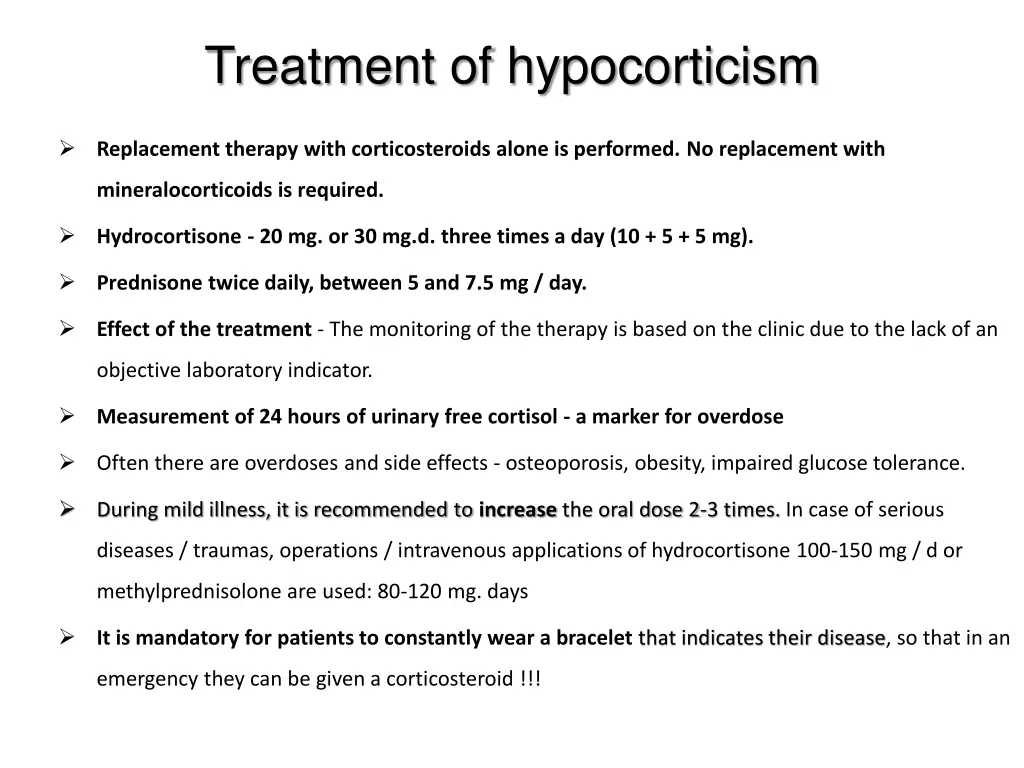 treatment of hypocorticism
