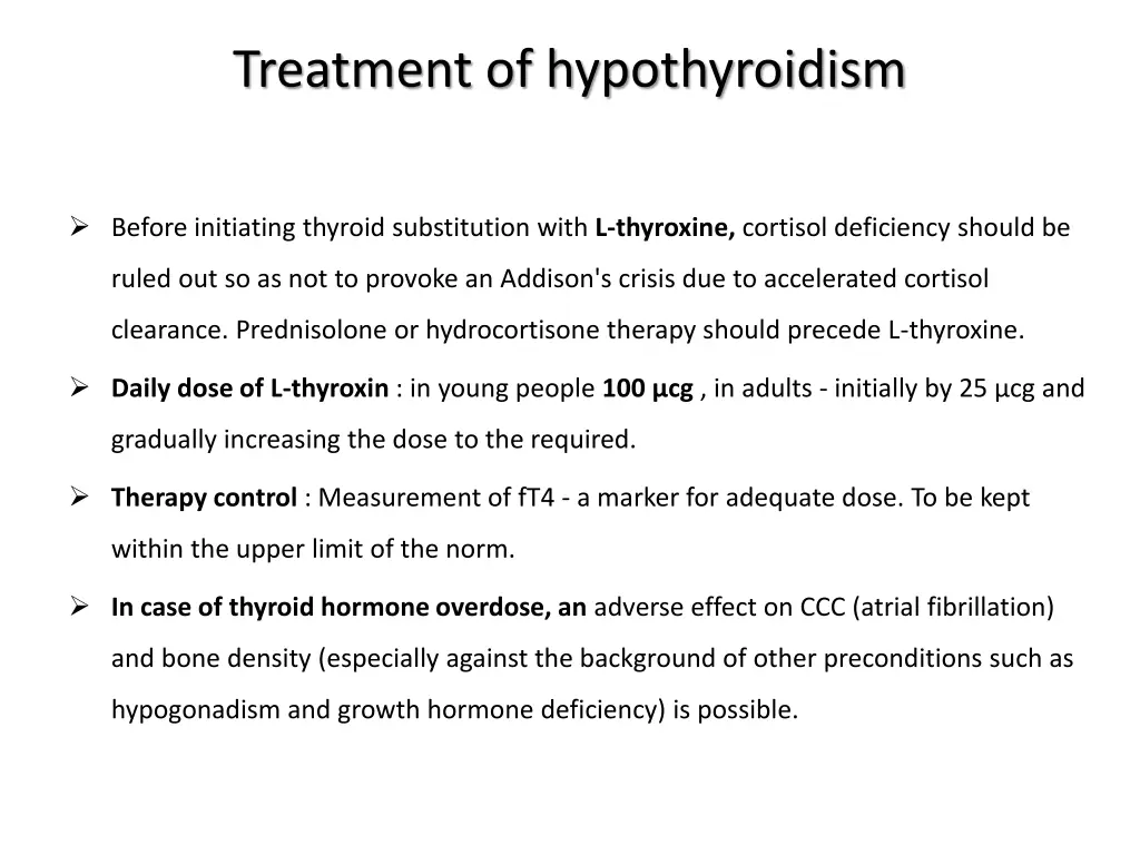 treatment of hypothyroidism